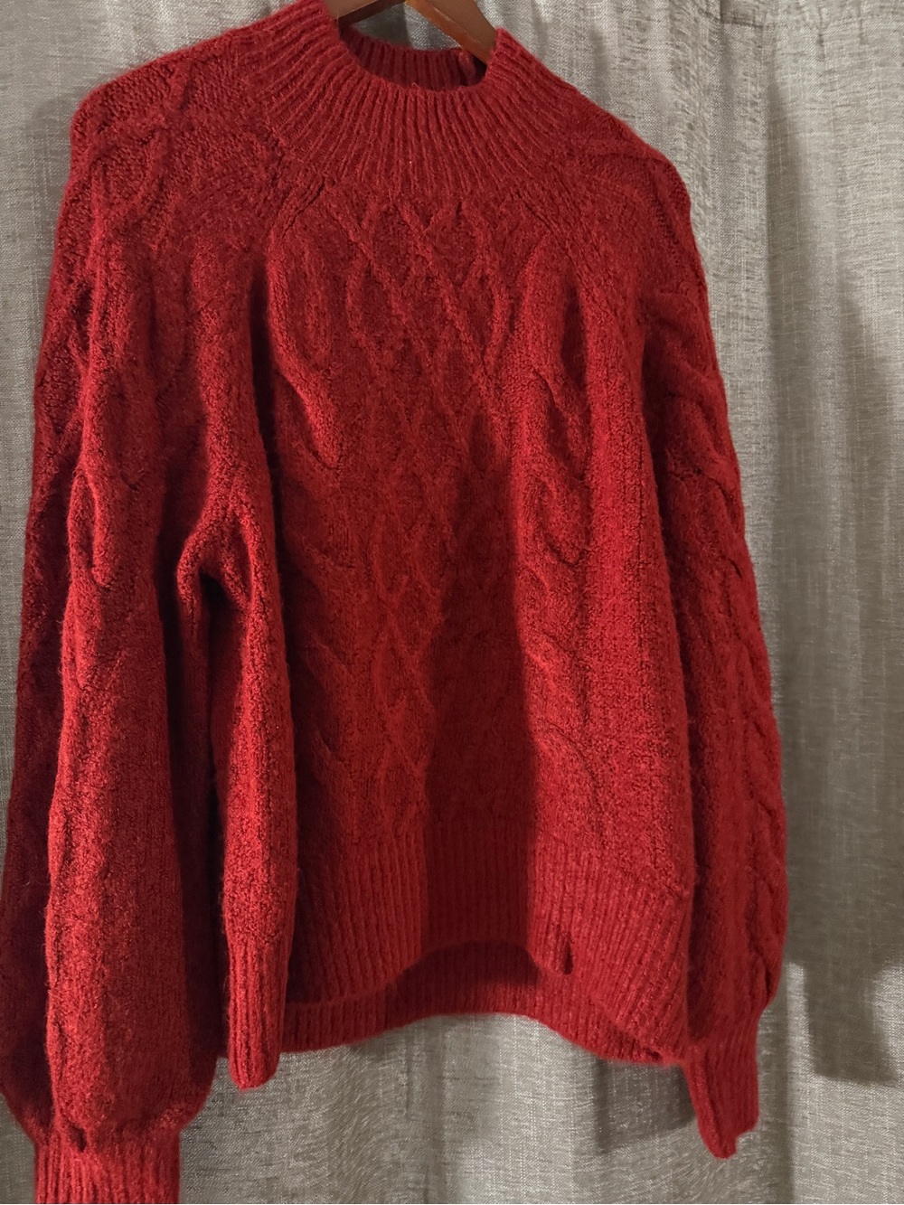 Abercrombie & Fitch Women’s Red Cable-Knit Turtleneck Sweater